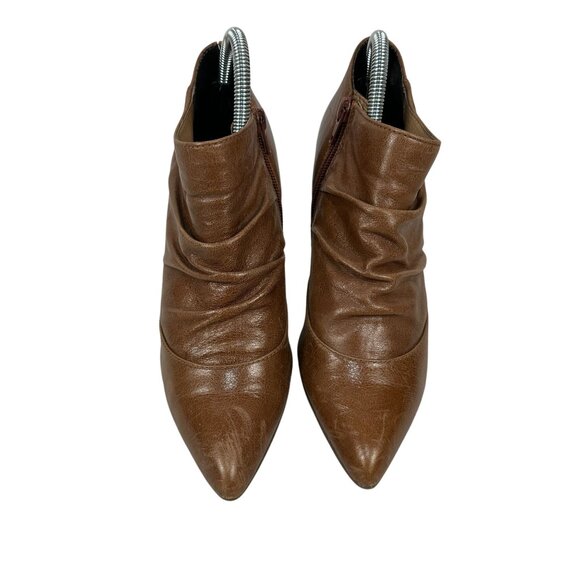 Aldo Brown Leather Ankle Booties Size 8 With Side Zipper & Cone Heel - Picture 6 of 11